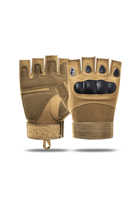 Unisex Fingerless Airsoft Gloves for Outdoor Sports Tan Large