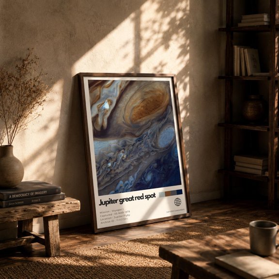 Jupiters Great Red Spot Voyager 1 Poster, Vintage Space Wall Art