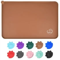 Silicone Waterproof Dog Cat Pet Feeding Mats, Non Slip, Easy Clean Pet Dog Cat Bowl Mats Placemat 18.5" x 11.5"Brown