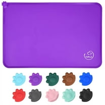 Silicone Waterproof Dog Cat Pet Feeding Mats, Non Slip, Easy Clean Pet Dog Cat Bowl Mats Placemat 18.5" x 11.5"Purple