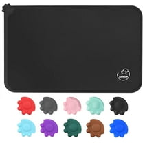 Silicone Waterproof Dog Cat Pet Feeding Mats, Non Slip, Easy Clean Pet Dog Cat Bowl Mats Placemat 18.5" x 11.5"Black