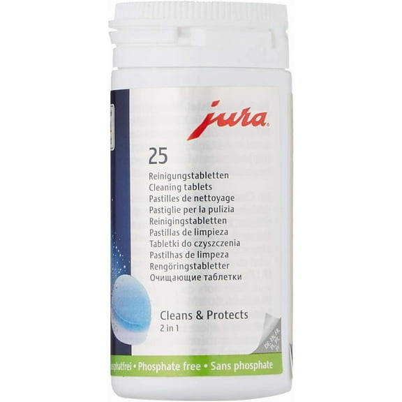Jura 2-Phasege Fully Automatic Coffee Machine Cleaning Tablets, 25 Count