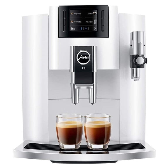 Jura E8 Automatic Espresso Machine (Piano White)