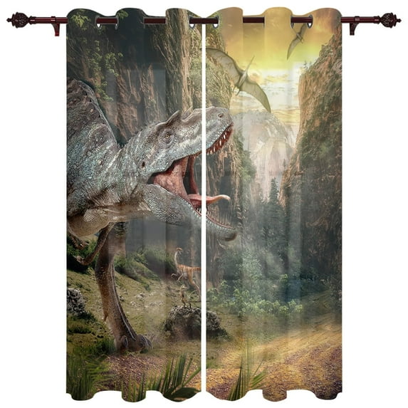 Jurassic 3D Dinosaur Virgin Forest Window Curtains Home Decor Living Room Curtains Bedroom Curtains Kitchen Door Drapes