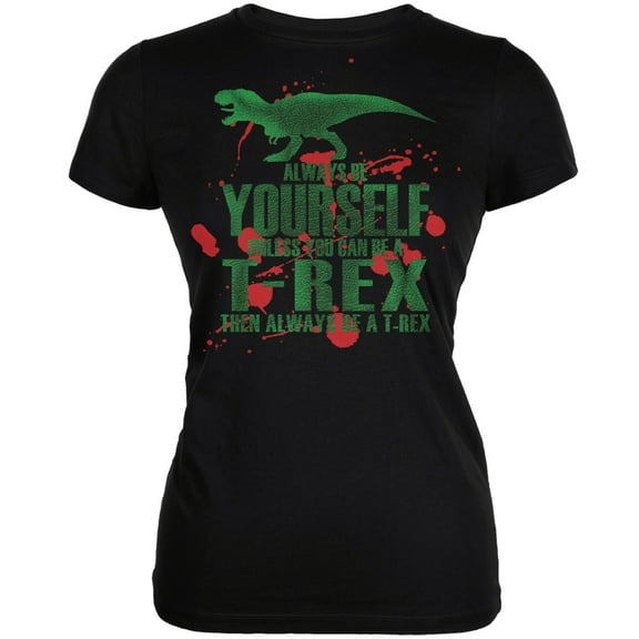 Jurassic - Always Be Yourself T-Rex Attack Jurassic Black Juniors Soft T-Shirt - Large