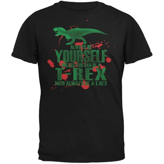 Jurassic - Always Be Yourself T-Rex Attack Jurassic Black Youth T-Shirt - Youth Large
