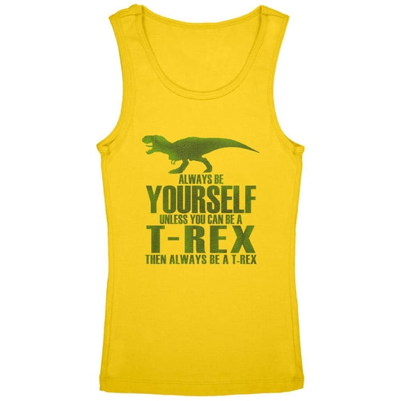 Jurassic Always Be Yourself T-Rex Youth Girls Tank Top Yellow YSM