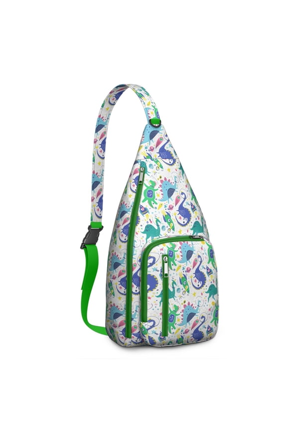 Jurassic Dino Sling Bag&nbsp;- Colorful Prehistoric Print Shoulder Backpack (Lightweight & Stylish)