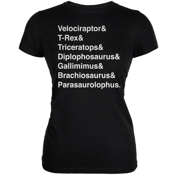 Jurassic Dino Varieties & Ampersand Black Juniors Soft T-Shirt - Medium