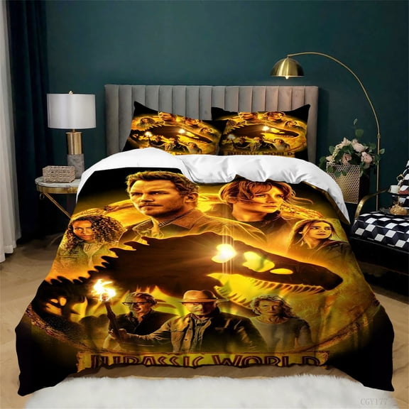 Jurassic Dinosaur Bedding Set Soft Breathable Duvet Cover Set for Bedroom Lightweight All Season Quilt Cover 3pcs Set
