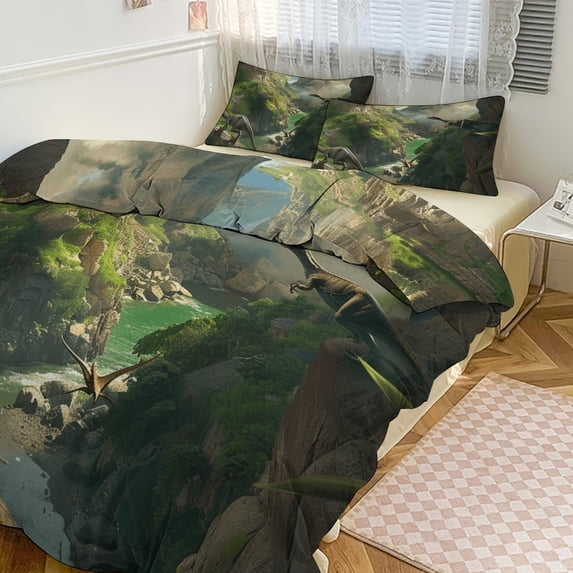 Jurassic Dinosaur Bedding Set with Zipper Closure for Girls & Boys