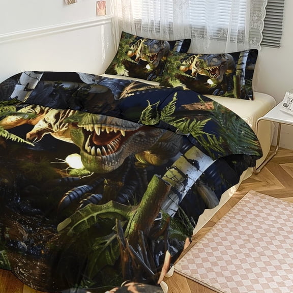 Jurassic Dinosaur Bedding Set with Zipper Closure for Girls & Boys