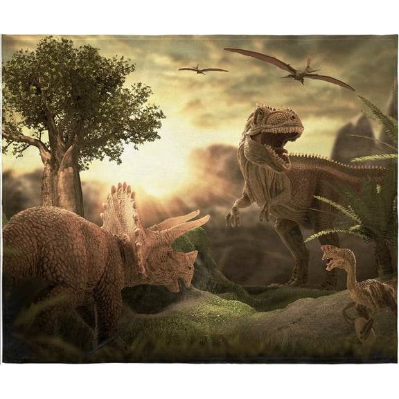 Jurassic Dinosaur Blanket Super Soft Silk Touch Plush Fleece Throw 50" X 60"