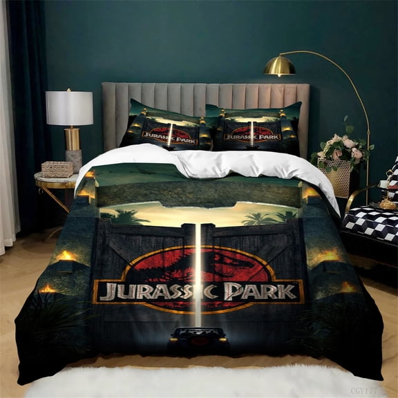 Jurassic Dinosaur Duvet Cover Bedding Set Ultra Soft Comforter Quilt Cover Set Full Lightweight Duvet Cover 3pcs Set