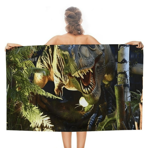 Jurassic Dinosaur Oversized -Washed Lightweight Quick Dry Beach Towels - 32"x63"