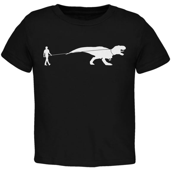 Jurassic - Dinosaur T-Rex On A Leash Black Toddler T-Shirt - 3T