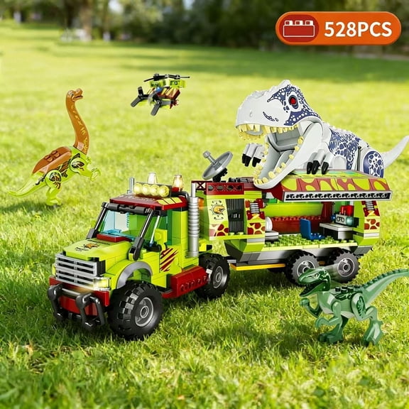 Jurassic Dinosaur T-Rex Truck Model Building Blocks Indominus Rex Dino World Set With Figures Bricks DIY Toys For Kid Adult Gift