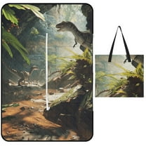 Jurassic Dinosaur Waterproof Picnic Blanket with Foldable Zipper, Suitable for Outdoor Use, Suitable for Travel, Camping, Beaches, Parks, Grasslands, Picnic Blanket Accessories