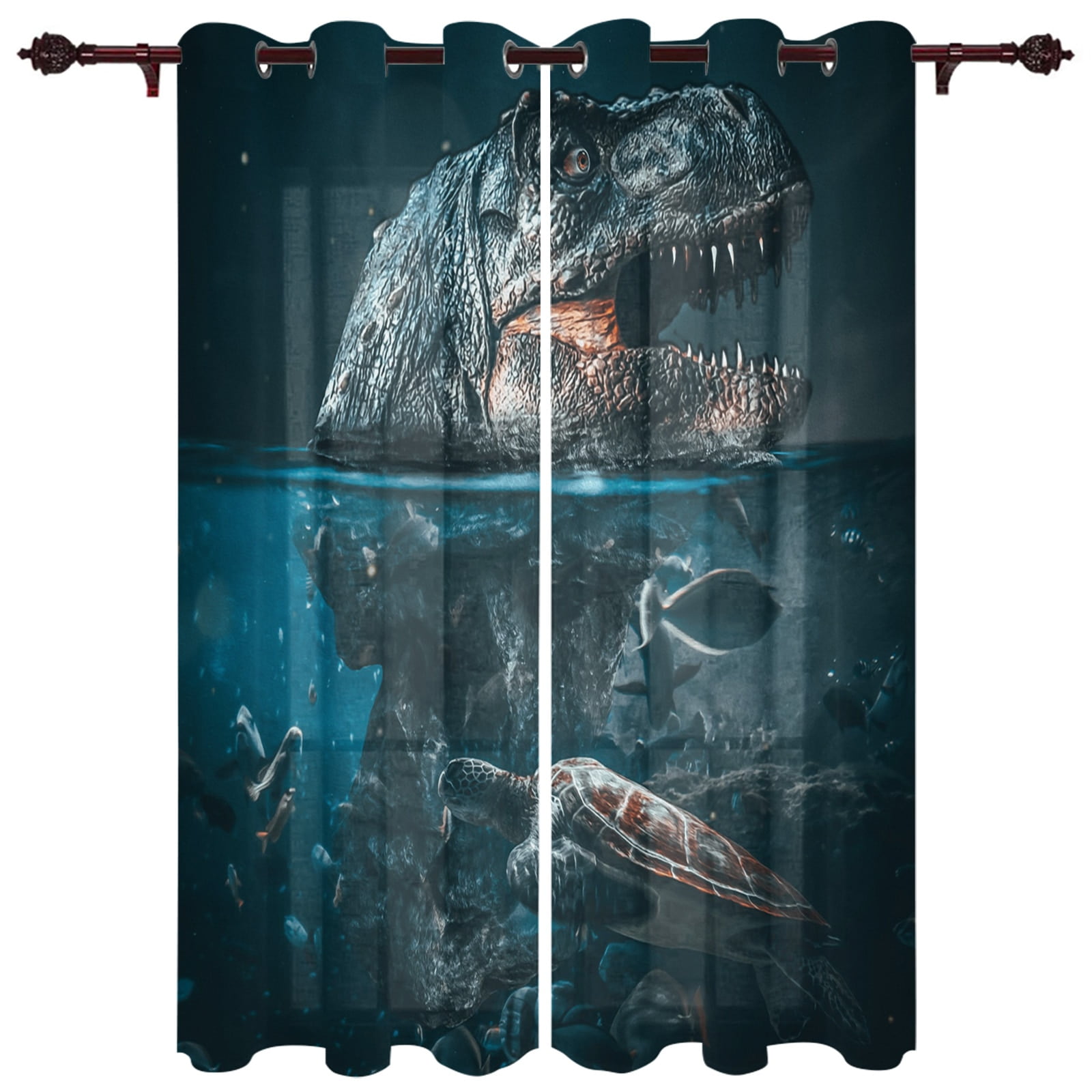 Jurassic Dinosaur Window Curtain Home Bedroom Decor Curtains for Living