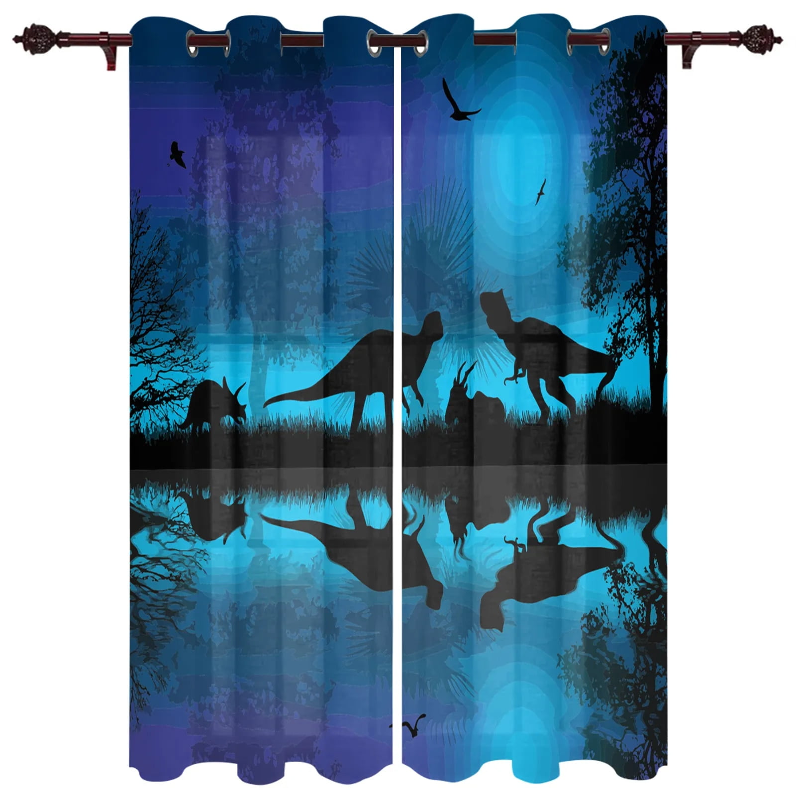 Jurassic Dinosaur Window Curtain Home Bedroom Decor Curtains for Living
