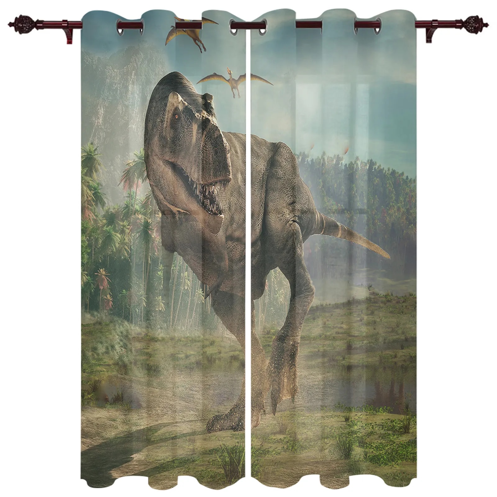 Jurassic Dinosaur Window Curtain Home Bedroom Decor Curtains for Living
