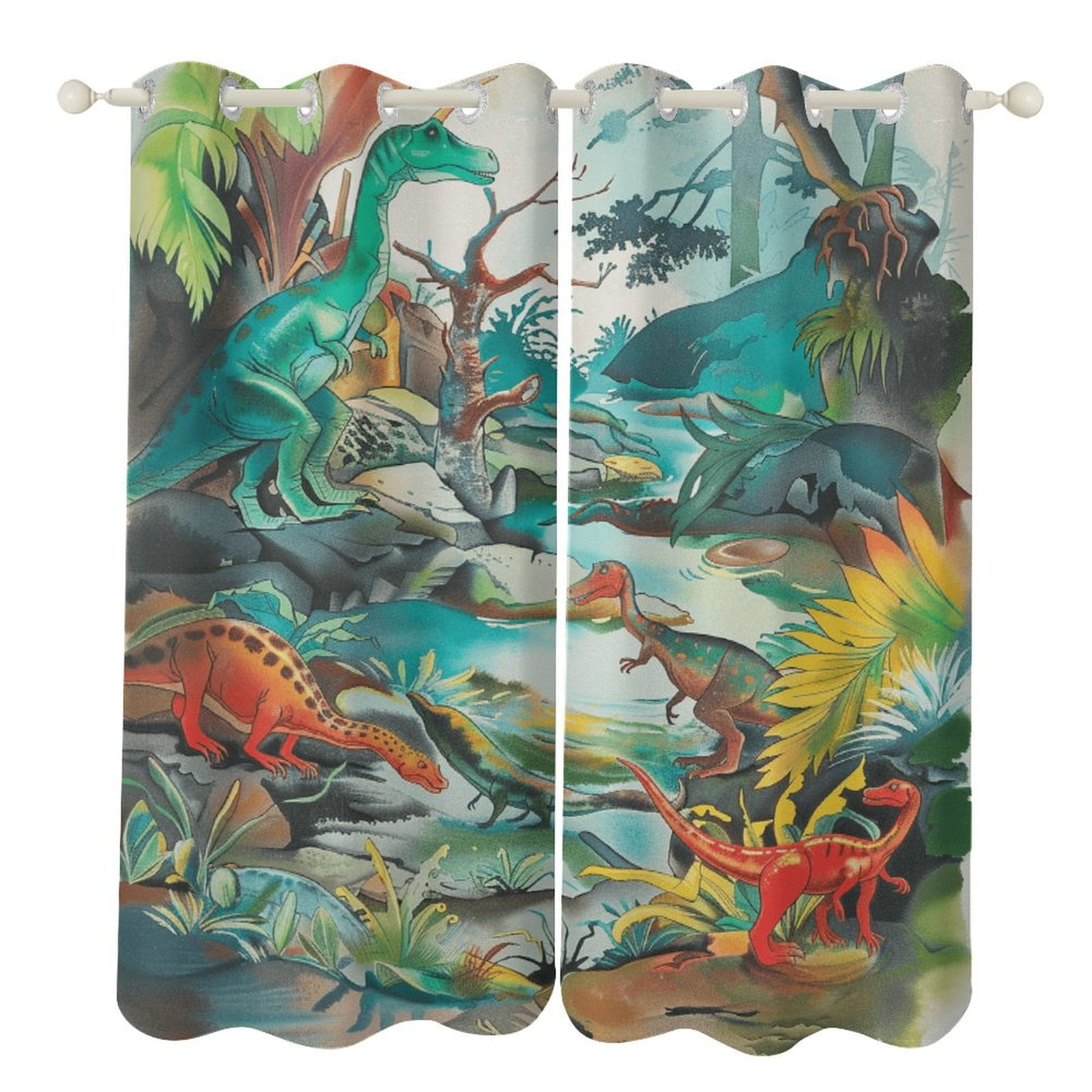 Jurassic Dinosaur Window Curtain Panels Grommet Blackout Curtains Blackout Curtains for Living Room