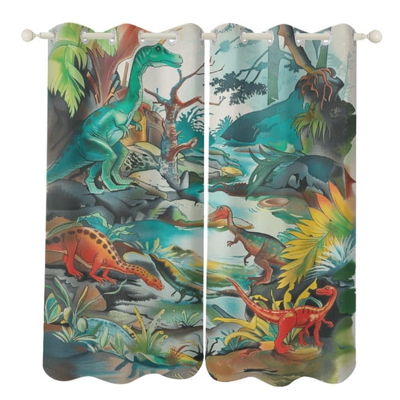 Jurassic Dinosaur Window Curtain Panels Grommet Blackout Curtains Blackout Curtains for Living Room