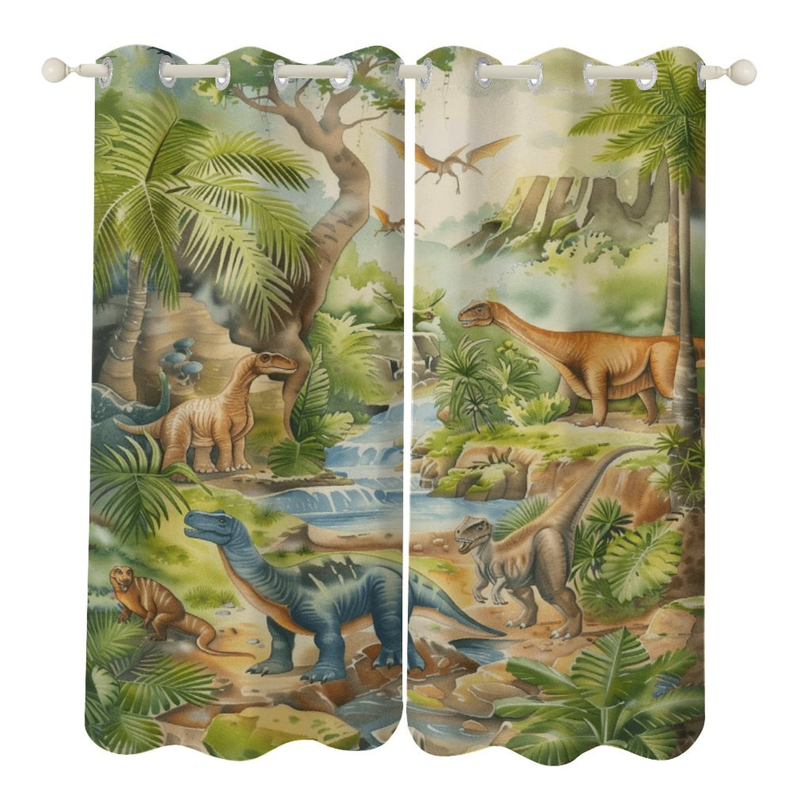 Jurassic Dinosaur Window Curtain Panels Grommet Blackout Curtains Blackout Curtains for Living Room