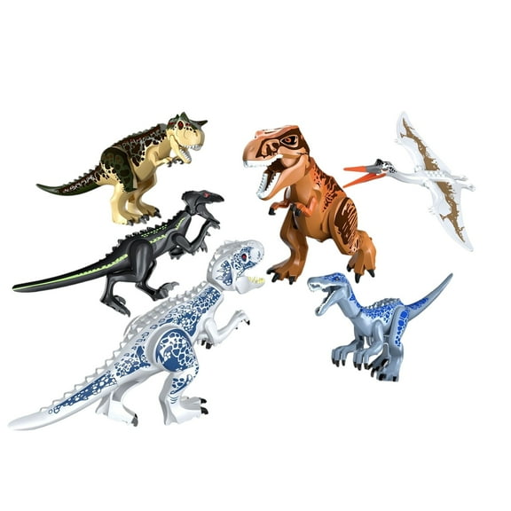 Jurassic Dinosaur World Building Blocks, 6Pcs Dinosaur Building Blocks Figure Toys, Brutal Raptor T-Rex Triceratops Indominus Rex Dino Velociraptor Model Building Blocks, Gifts for Teens & Fans