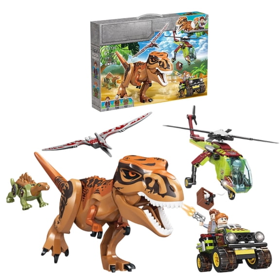 Jurassic Dinosaur World Building Blocks Set, 319Pcs Dinosaur Building Blocks Figure Toys, Brutal Raptor T-Rex Triceratops Indominus Rex Dino Velociraptor Model Building Blocks, Gifts for Teens & Fans