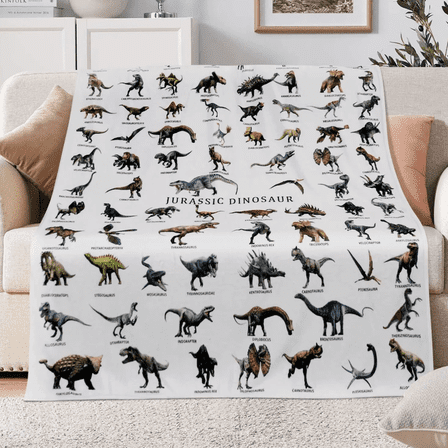 Jurassic Dinosaur World Park Soft Flannel Blanket, Dinosaur-themed Soft and Comfortable Decorative Sofa Blanket, Suitable for Sofas and Beds(30*40IN)