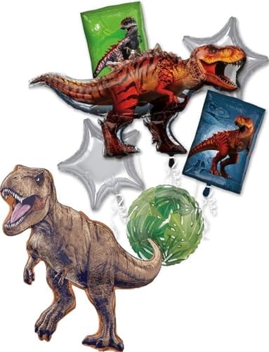 Jurassic Dinosaur World T-Rex Birthday Party Supplies Foil Balloon Bouquet Decorations