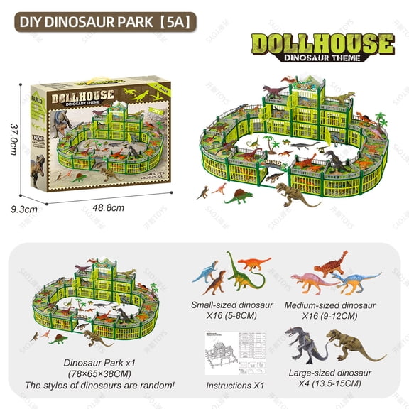 The Jurassic Estate: Comprehensive DIY Prehistoric Sanctuary Building Set with Multi-Level Architectural Villa and Miniature Dinosaur Models for Imaginative Eco-Storytelling, Deluxe Gift Box