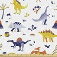 thumbnail image 1 of Ambesonne Jurassic Fabric by the Yard Upholstery, Dinosaurs, 2 Yards, White Ceil Blue Yellow, 1 of 4