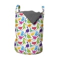 thumbnail image 1 of Jurassic Laundry Bag, Dinosaur Archaeological Historical Monster Wild Creature Cartoon Children Print, Basket with Handles Drawstring Closure for Laundromats, 13" x 19", Multicolor, by Ambesonne, 1 of 4