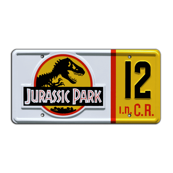 Jurassic Park | 1993 Jeep Wrangler Sahara #12 | Jurassic Park #12 | Metal Stamped Replica Prop License Plate