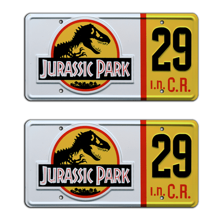 Jurassic Park | 1993 Jeep Wrangler Sahara | #29 | Metal Stamped Replica Prop License Plate Combo
