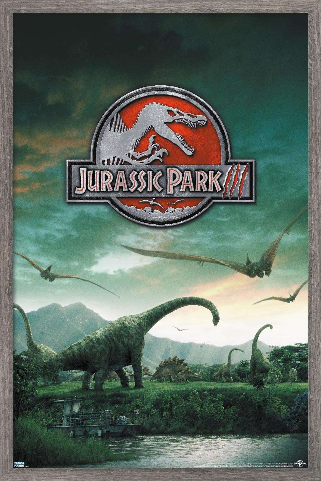 Jurassic Park 3 Dinosaurs Wall Poster, 14.725" x 22.375", Framed