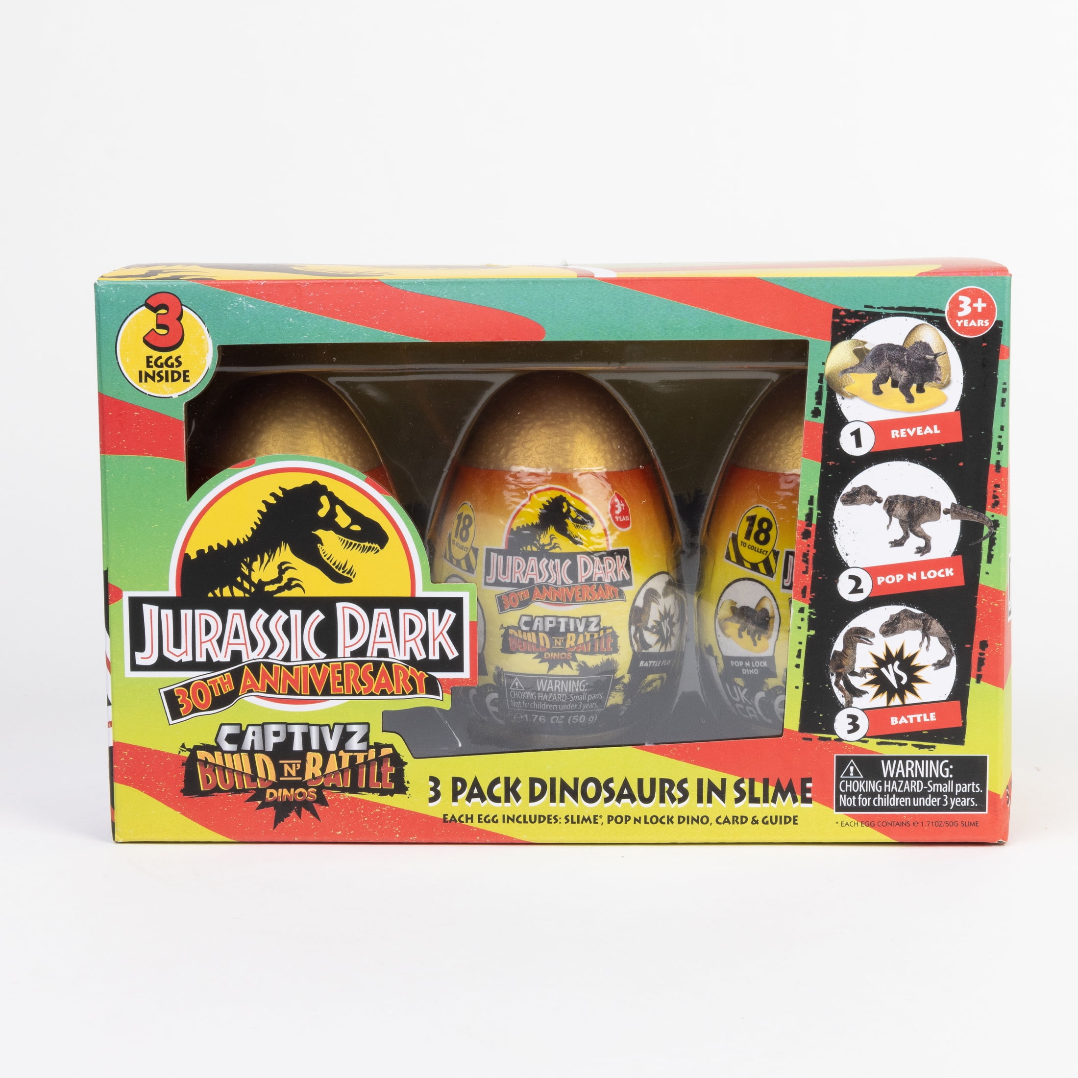 Jurassic Park 30th Anniversary: 3 Pack Dino Slime Egg, Ages Jurassic Park 30th Anniversary: 3 Pack Dino Slime Egg, Ages