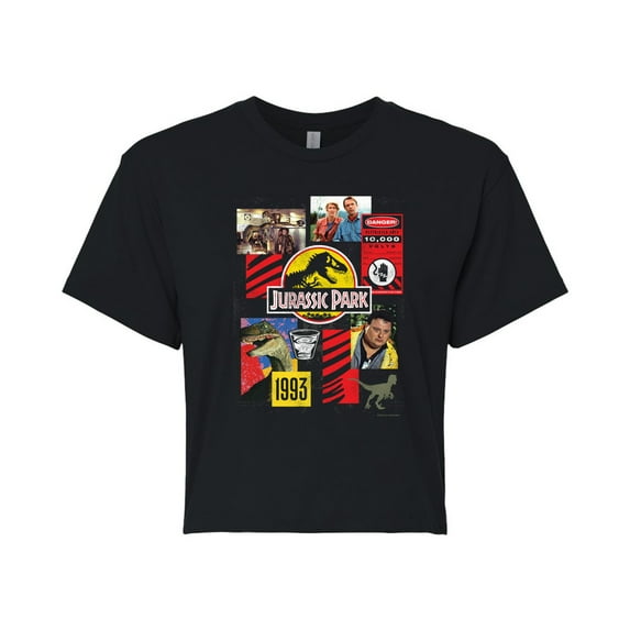 Jurassic Park - 3Oth Collage - Juniors Cropped Graphic T-Shirt