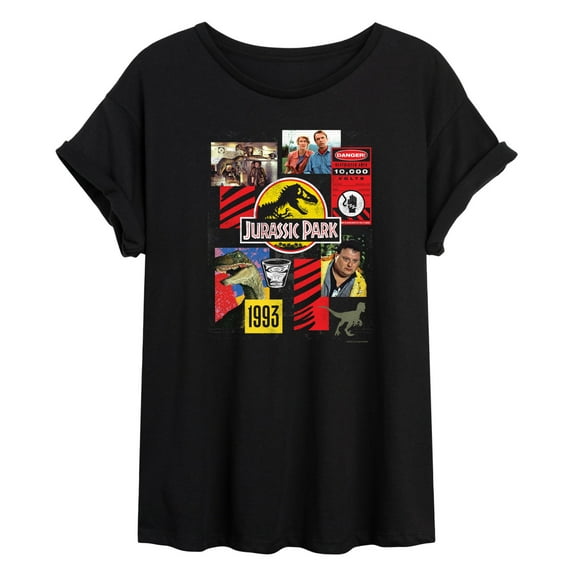 Jurassic Park - 3Oth Collage - Women's Oversized Graphic T-Shirt
