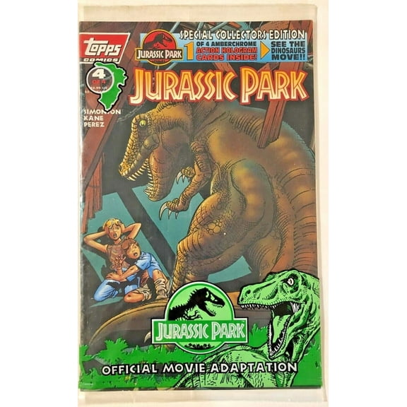 Jurassic Park #4D (with card) VF ; Topps Comic Book