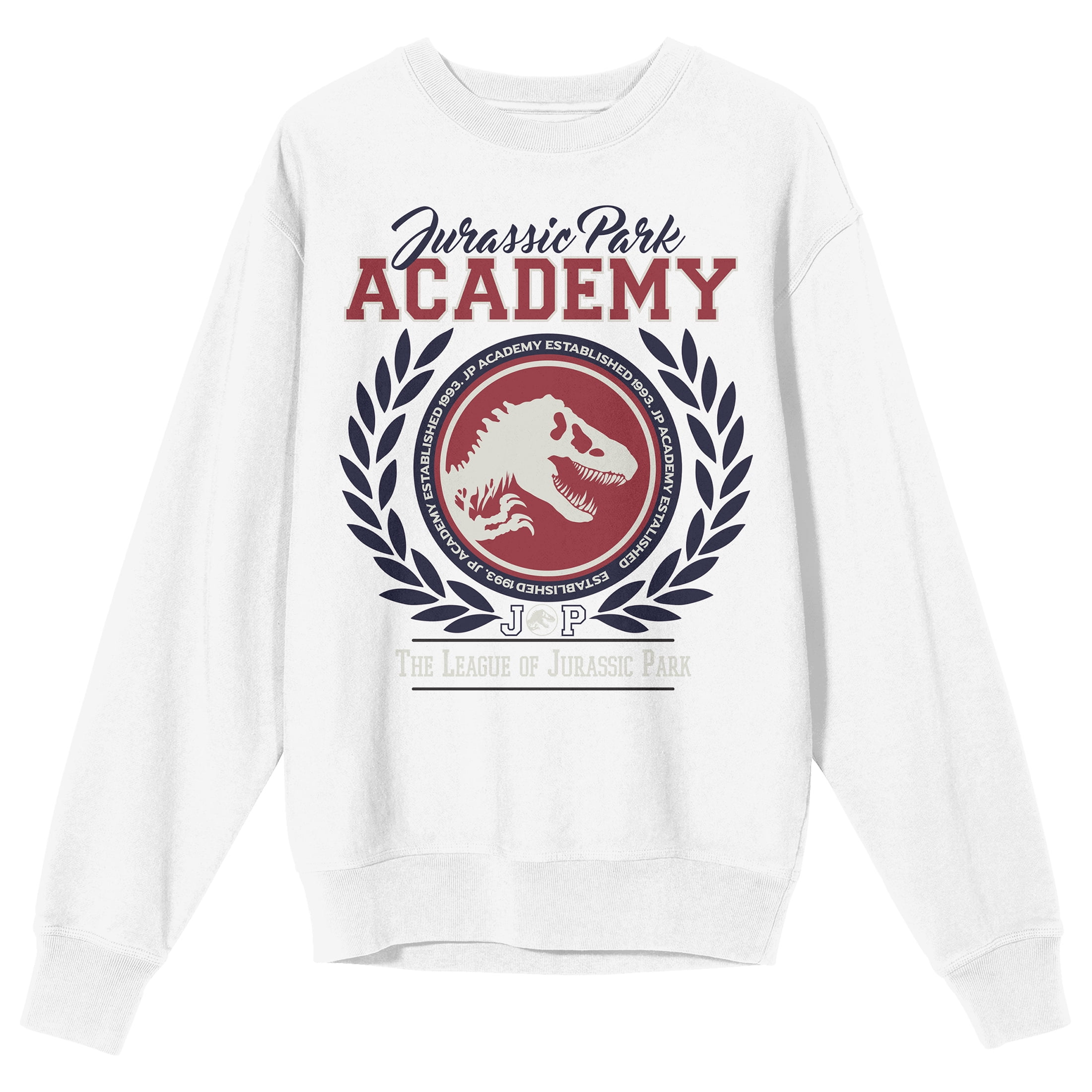 Jurassic Park Academy T-Rex Skeletal Adult White Crew Neck Long