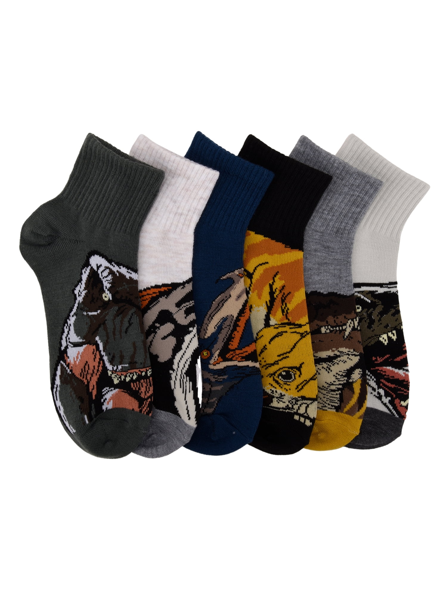 Jurassic Park Ankle Socks, 6-Pack, Boys Sizes M Boys
