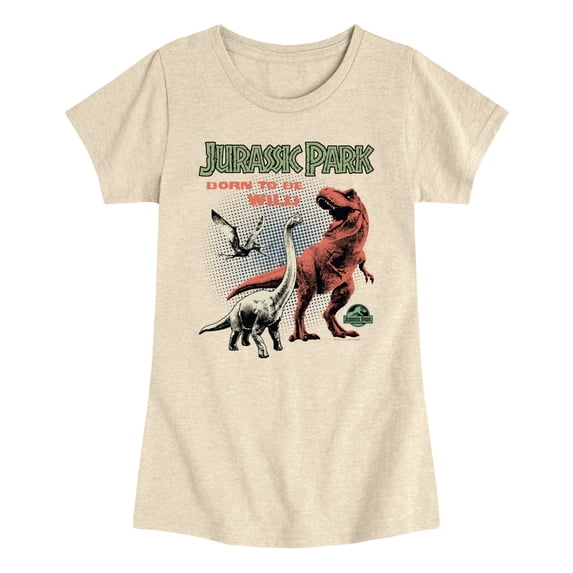 Jurassic Park - Born to be Wild - Youth Girls Fitted Short Sleeve T-Shirt