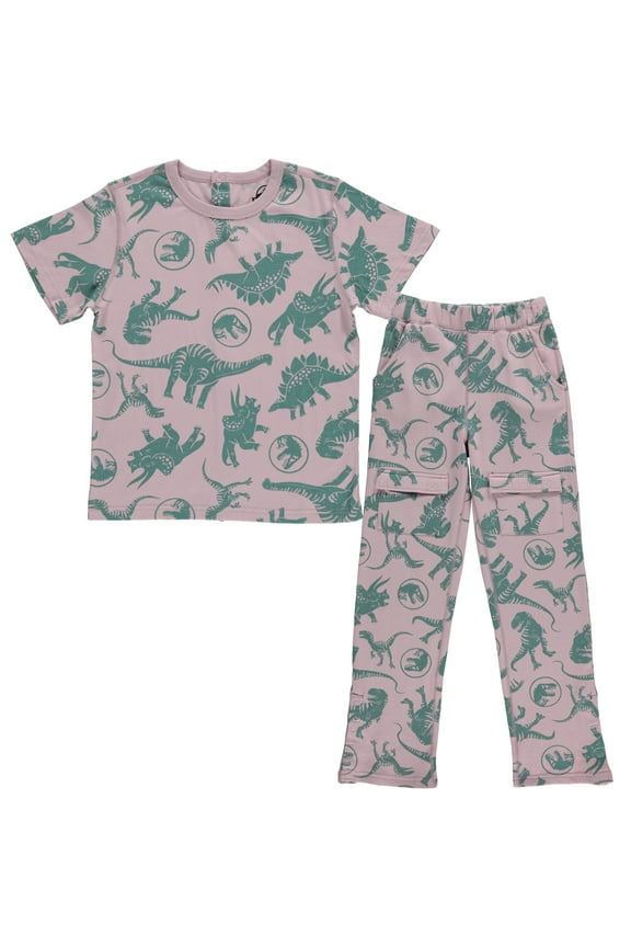 Boys Adaptive T-Shirt & Cargo Sweatpants Set, Dinosaur Adventure Clothing Little and Big Boys Sizes