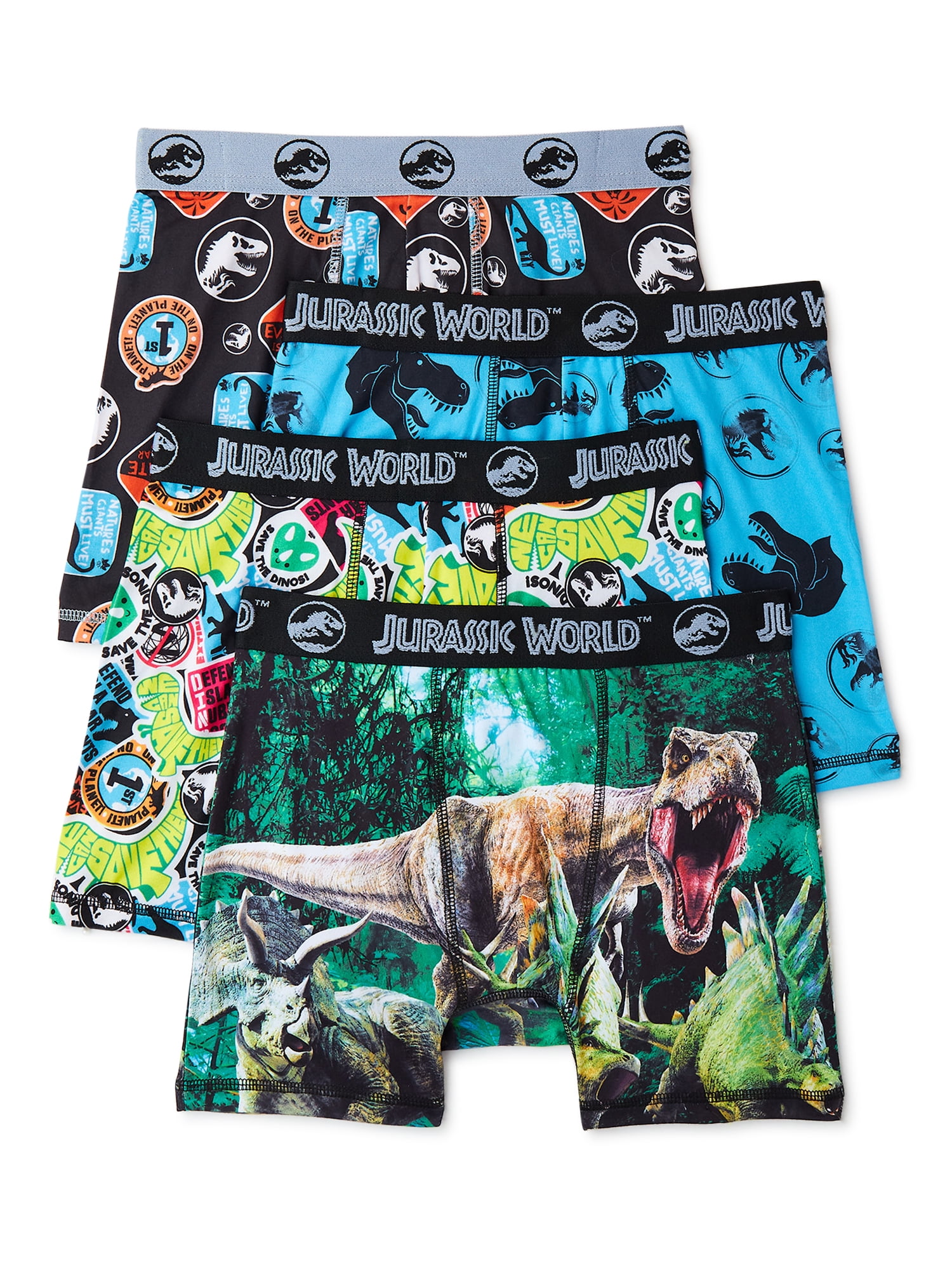 Jurassic Park Boys’ Boxer Briefs, 4-Pack, Sizes 4-10