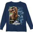 thumbnail image 1 of Jurassic Park Boys Jurassic World Long Sleeve Crewneck T-Shirt for Little and Big Boys Sizes 4-20 Navy, 1 of 7