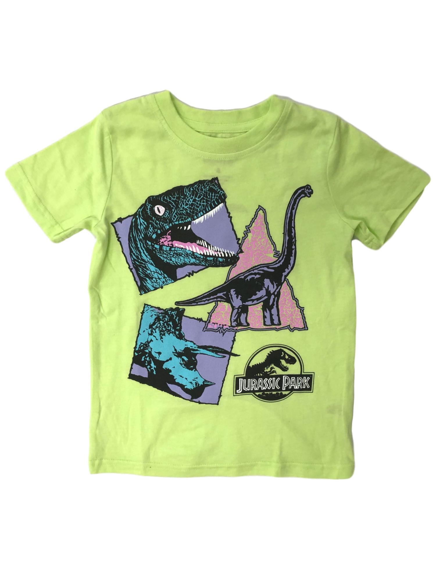 Jurassic Park Boys Neon Green Short Sleeve Dinosaur Tee Shirt T-Shirt 4