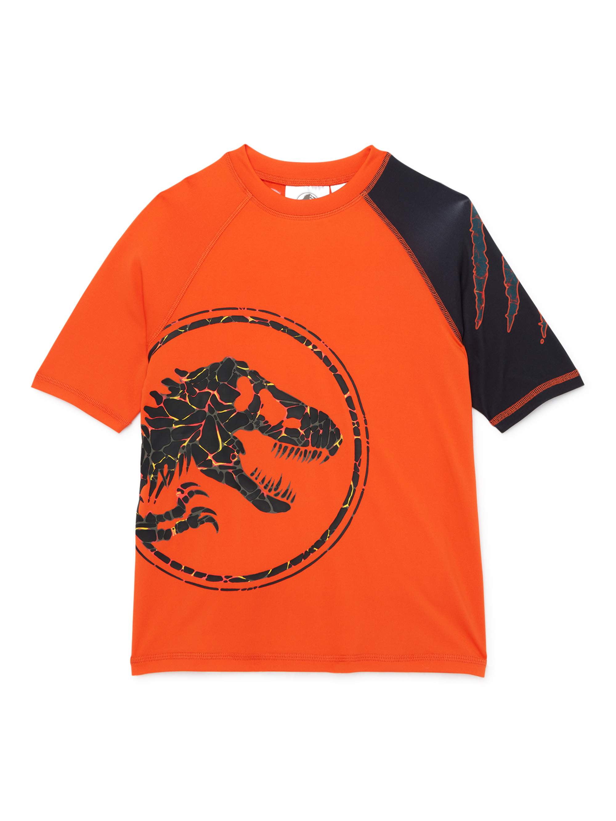 Jurassic Park Boys Short Sleeve Rash Guard Swim Shirt, UPF 50+, Sizes 4